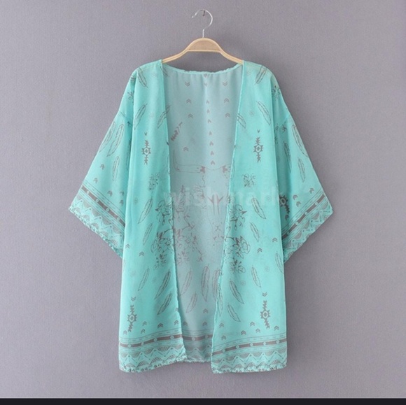 Womens BoHo Chiffon Kimono/Beach Cover - Picture 8 of 8